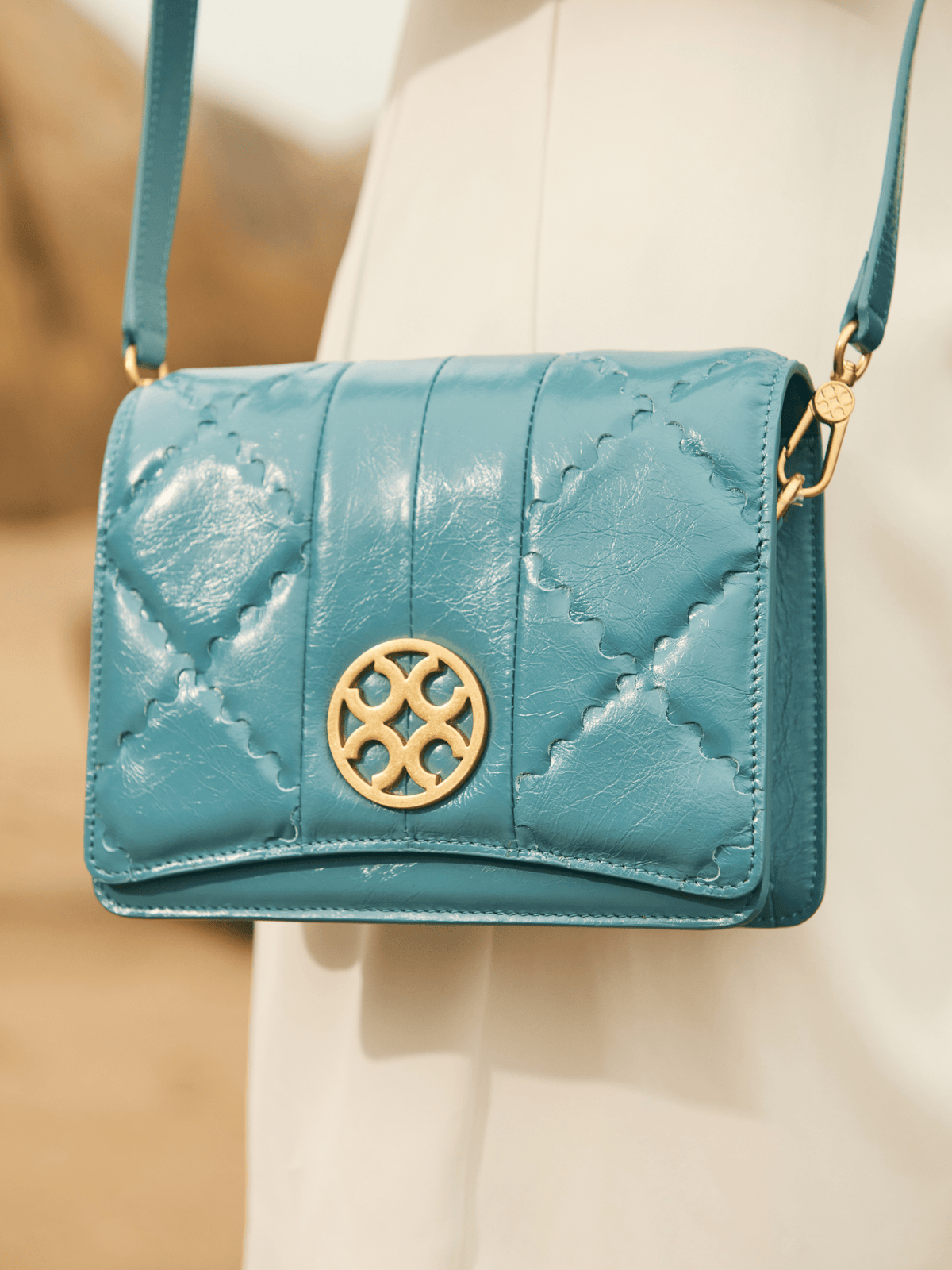 Mosaic Diamond Crossbody Bag - Blue