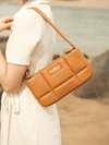 Square Stitch Cushion Shoulder Bag - Caramel