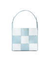 Square Stitch Tote Bag - White/Light Blue