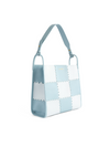 Square Stitch Tote Bag (Large) - White/Light Blue