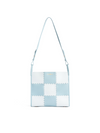 Square Stitch Tote Bag - White/Light Blue