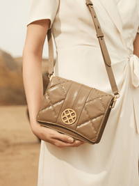 Mosaic Diamond Crossbody Bag - Khaki