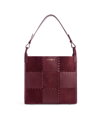 Square Stitch Tote Bag (Large) - Dark Red