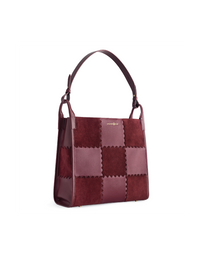 Square Stitch Tote Bag (Large) - Dark Red