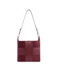 Square Stitch Tote Bag (Large) - Dark Red