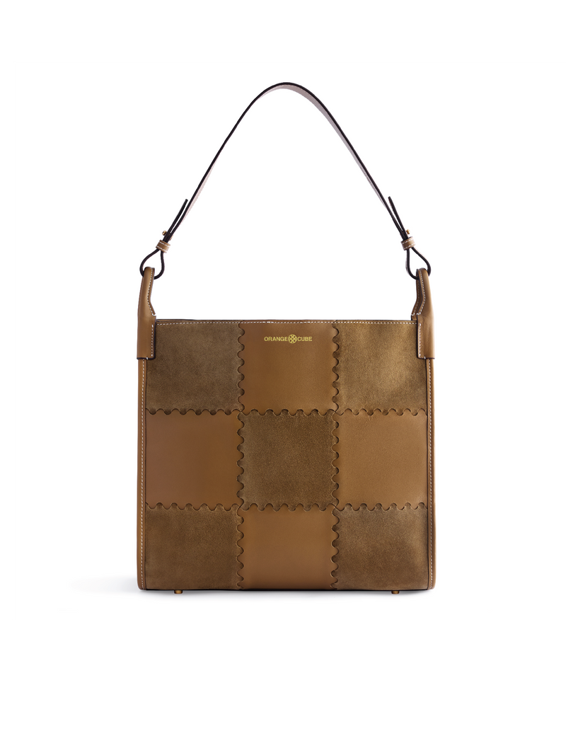 Square Stitch Tote Bag (Large) - Honey Brown