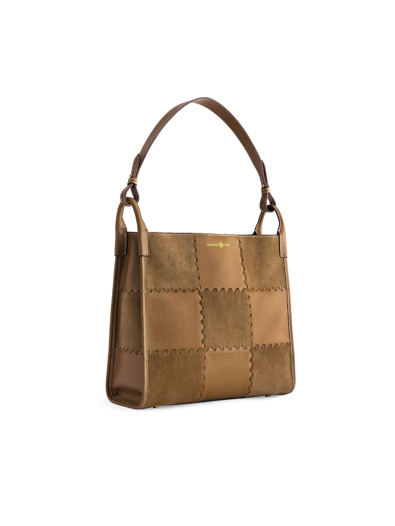 Square Stitch Tote Bag (Large) - Honey Brown