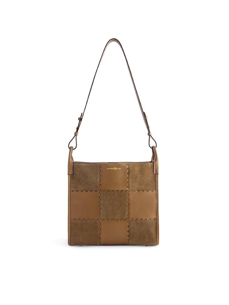 Square Stitch Tote Bag (Large) - Honey Brown