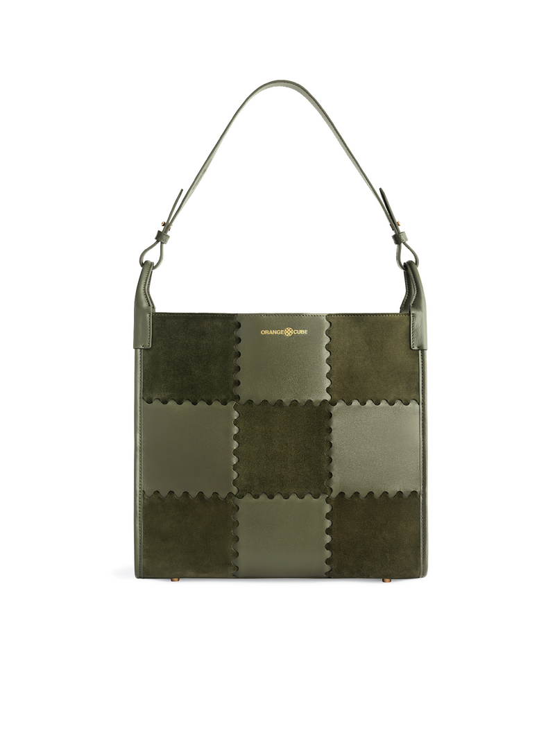 Square Stitch Tote Bag (Large) - Dark Green