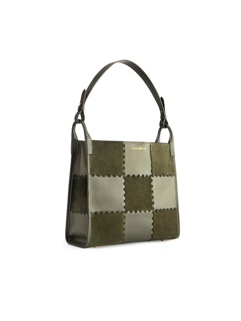 Square Stitch Tote Bag (Large) - Dark Green