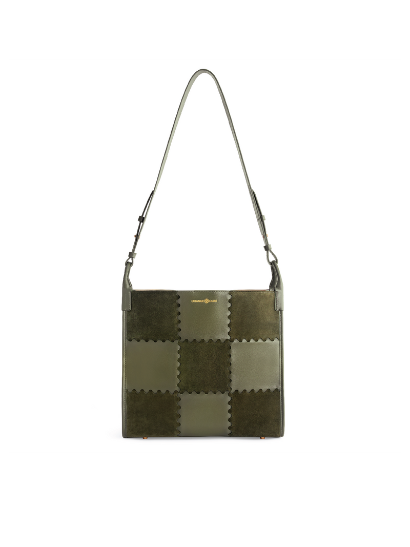 Square Stitch Tote Bag (Large) - Dark Green