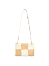 Square Stitch Messenger Bag - White/Light Brown