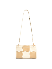 Square Stitch Messenger Bag - White/Light Brown