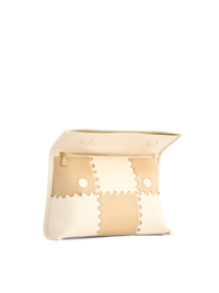 Square Stitch Messenger Bag - White/Light Brown