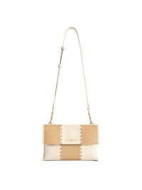 Square Stitch Messenger Bag - White/Light Brown