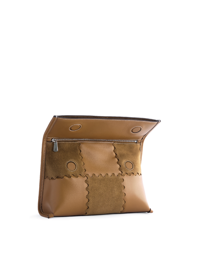 Square Stitch Messenger Bag - Honey Brown