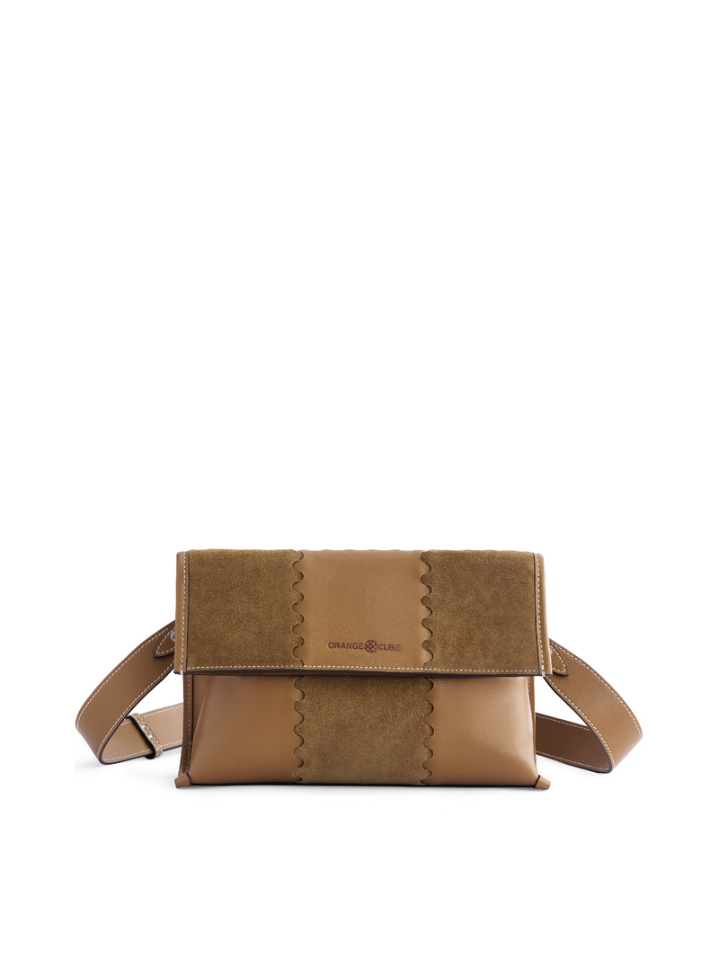 Square Stitch Messenger Bag - Honey Brown