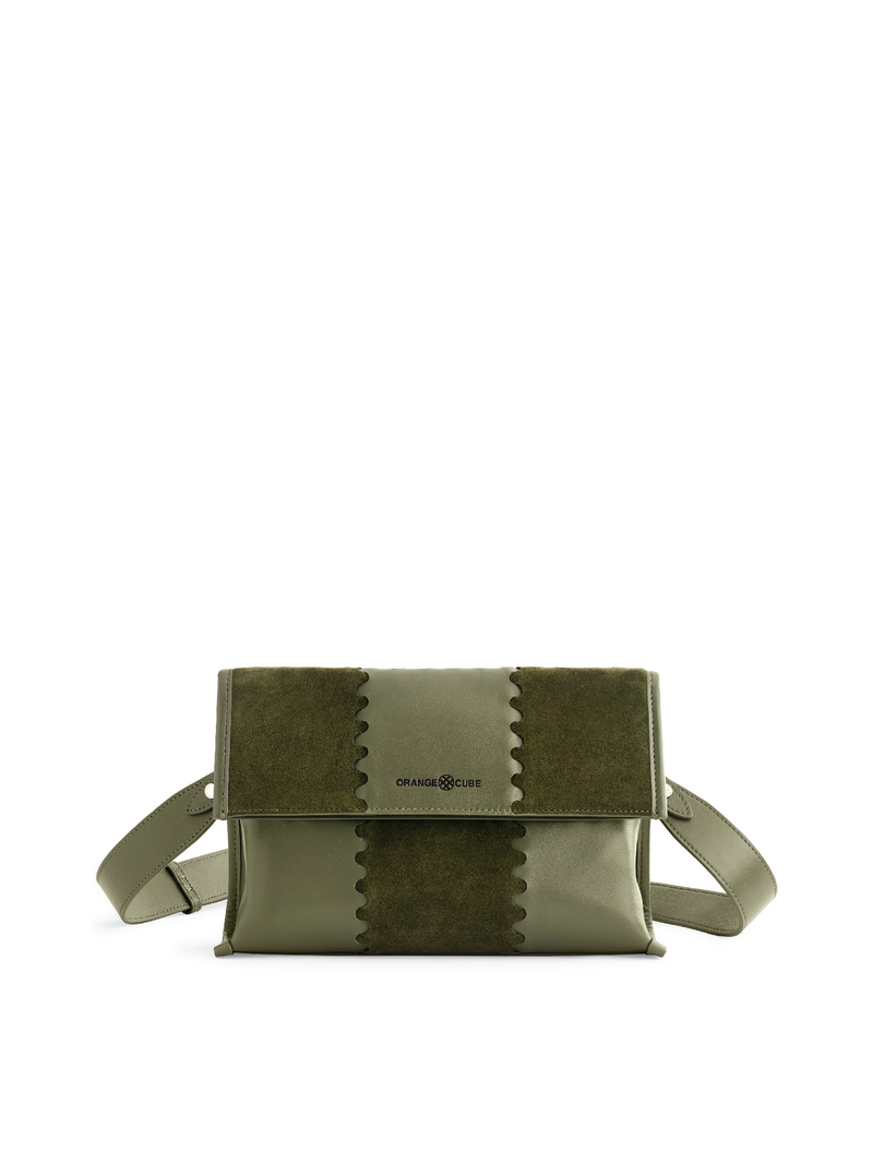 Square Stitch Messenger Bag - Dark Green