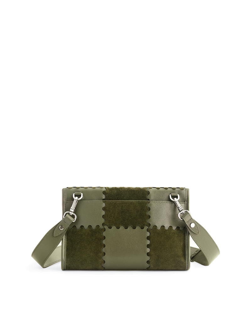 Square Stitch Messenger Bag - Dark Green