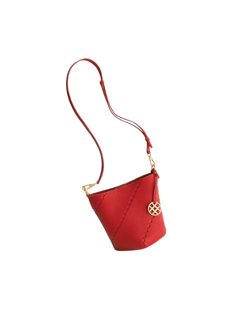 Mosaic Slouch Bucket Bag - Retro Red