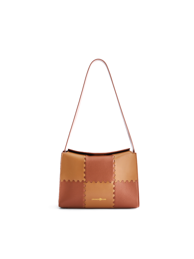 Square Stitch Box Bag - Brown