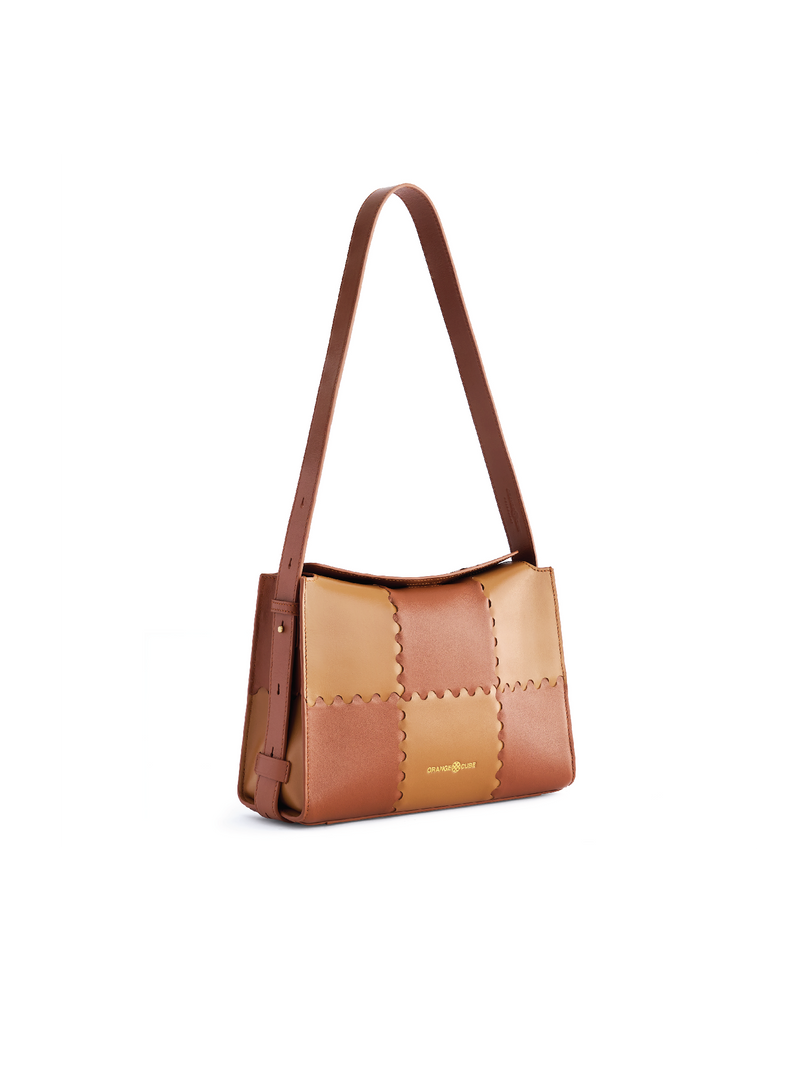 Square Stitch Box Bag - Brown