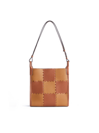 Square Stitch Tote Bag (Medium) - Brown