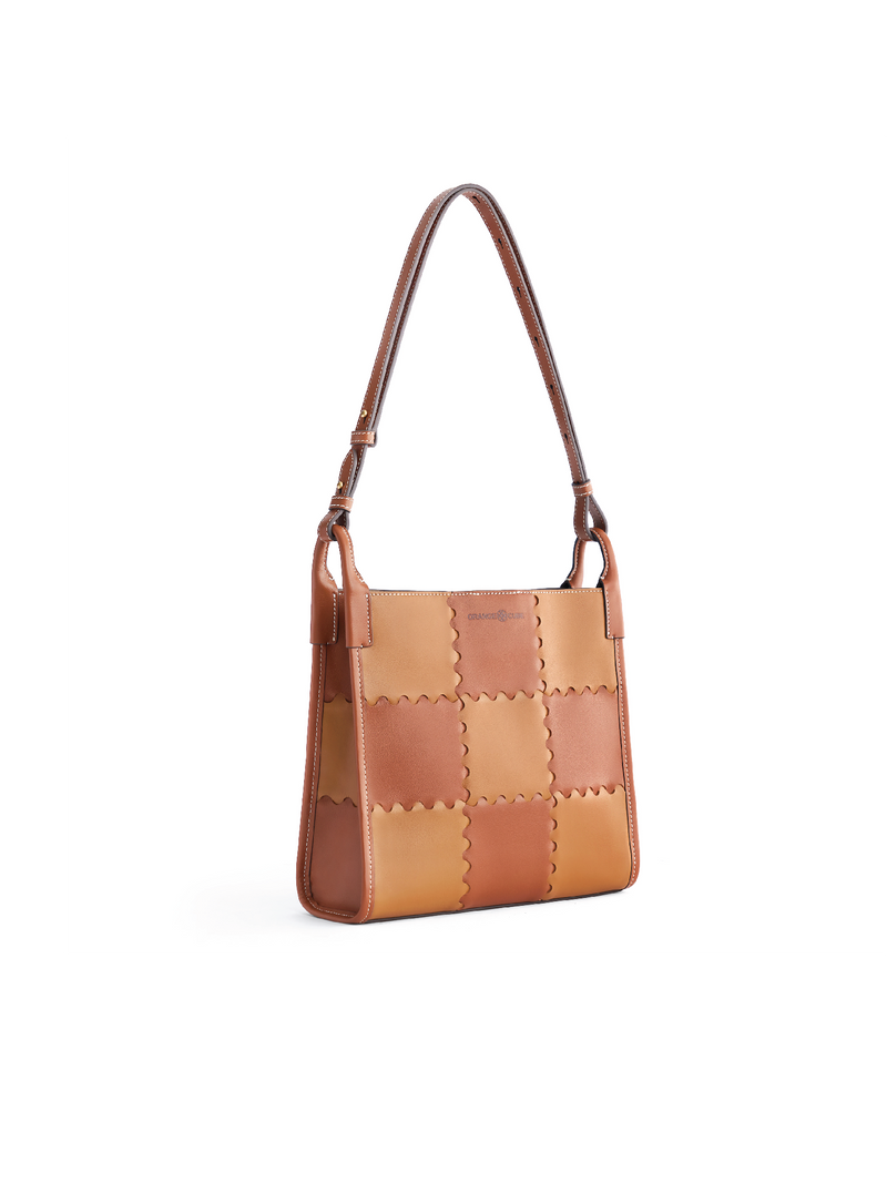 Square Stitch Tote Bag (Medium) - Brown