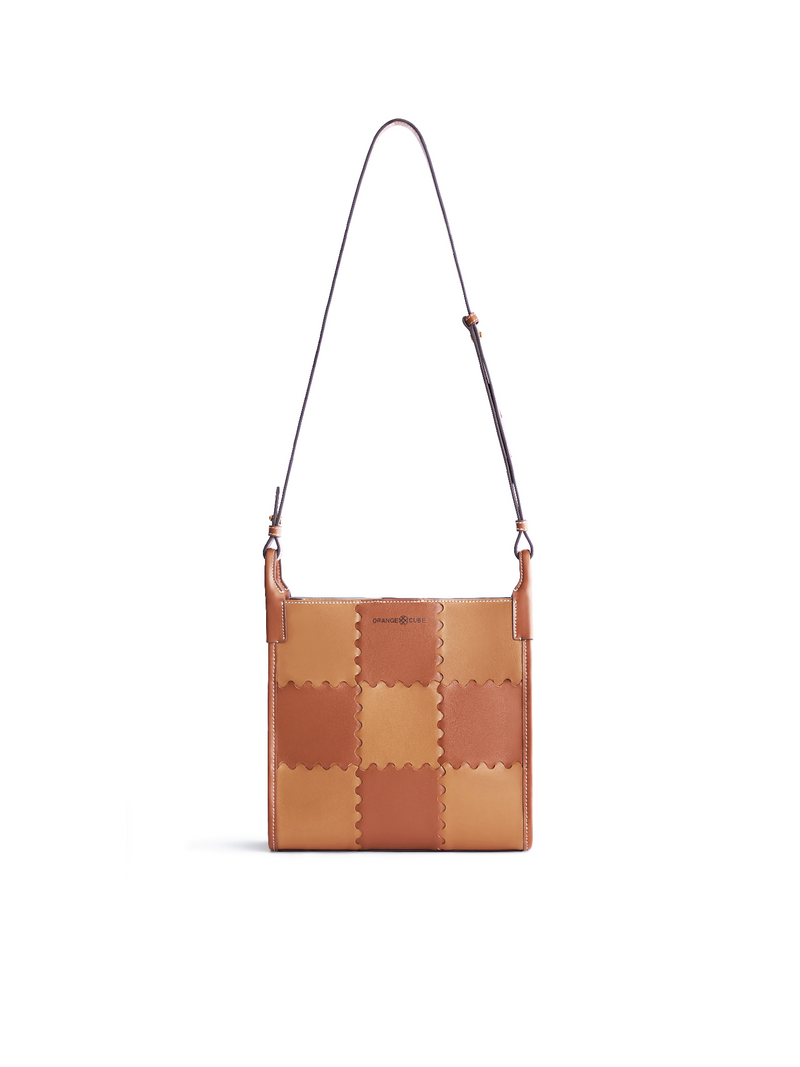 Square Stitch Tote Bag (Medium) - Brown