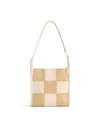 Square Stitch Tote Bag (Medium) - White/Light Brown