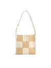 Square Stitch Tote Bag (Medium) - White/Light Brown