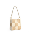 Square Stitch Tote Bag (Medium) - White/Light Brown