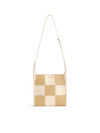 Square Stitch Tote Bag (Medium) - White/Light Brown