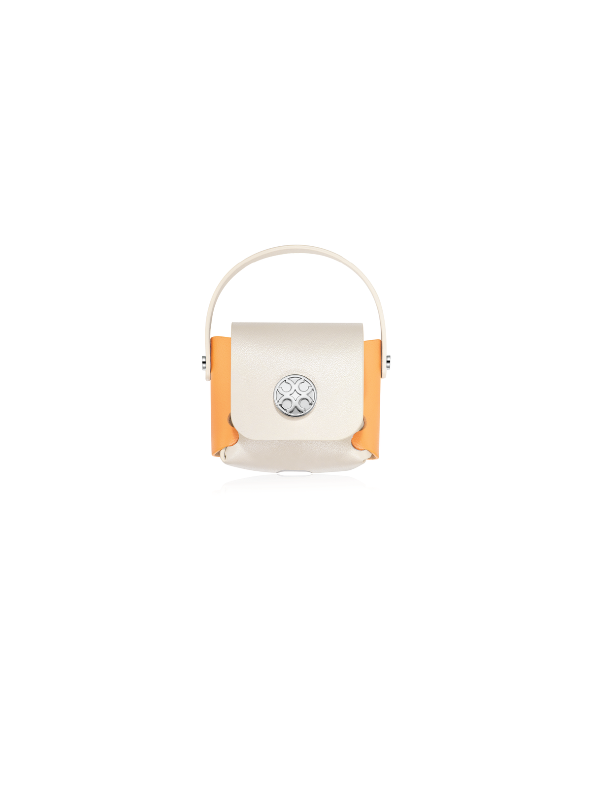 Leather Airpods Case-Orange and White - Orange Cube