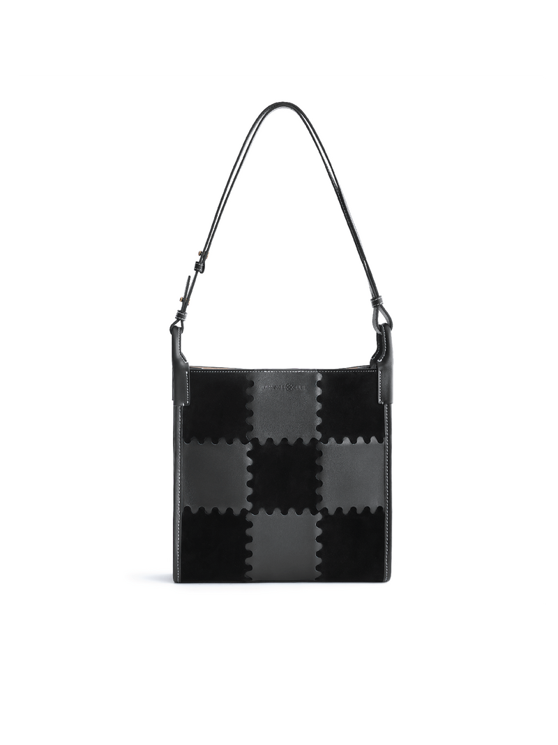 Square Stitch Tote Bag (Medium) - Black