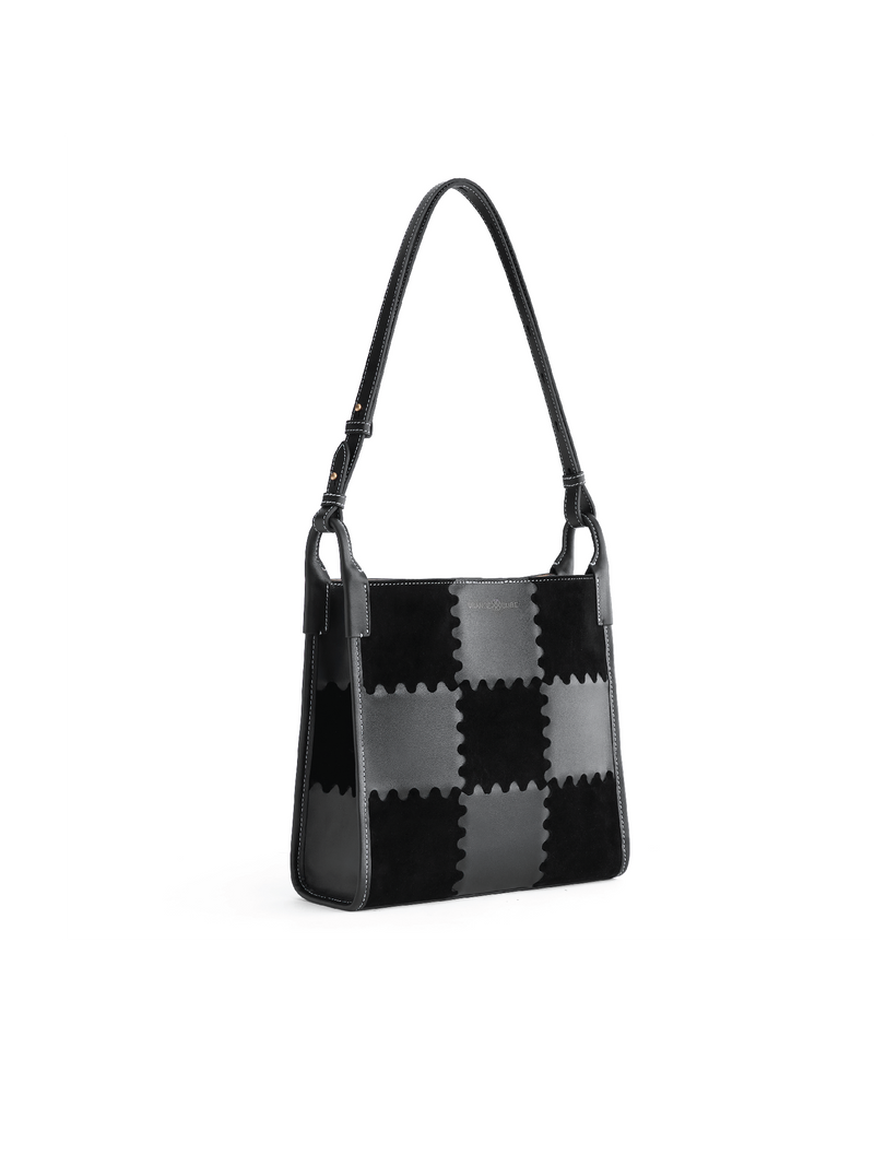 Square Stitch Tote Bag (Medium) - Black