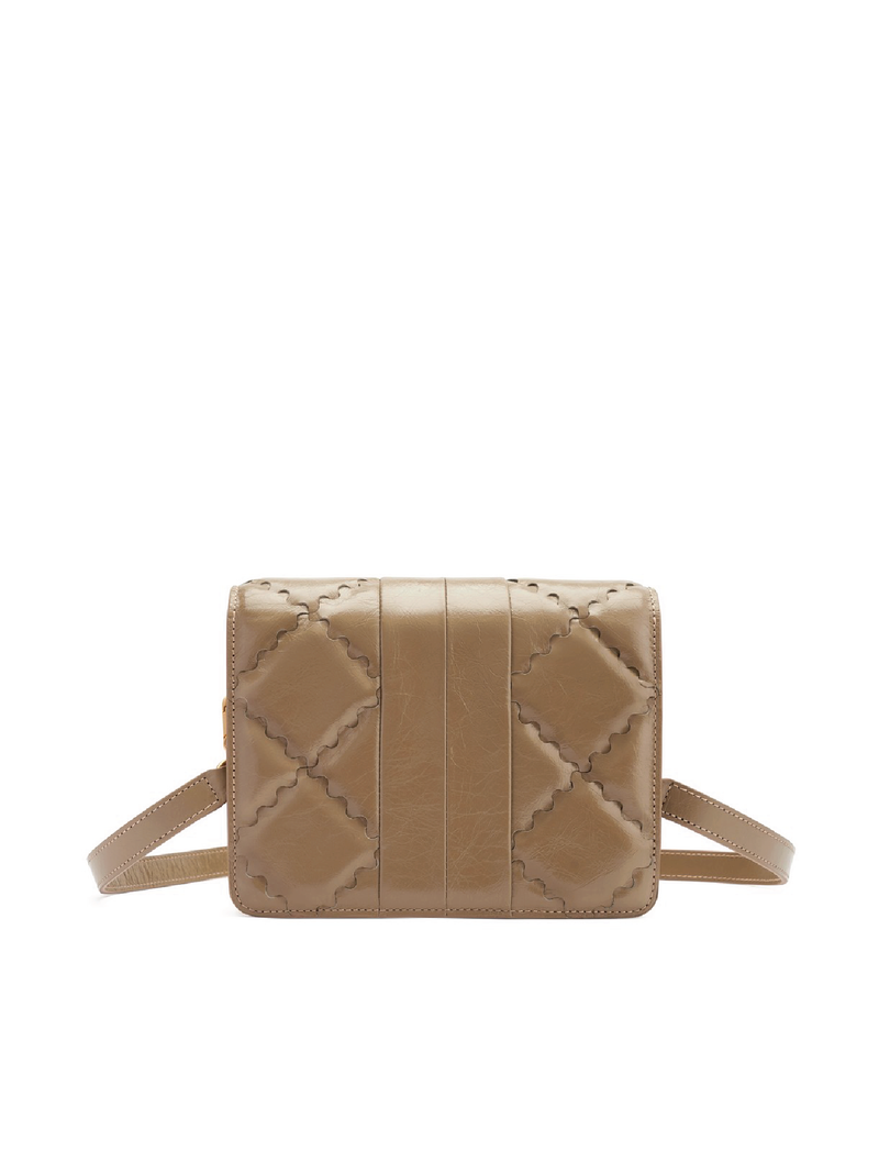 Mosaic Diamond Crossbody Bag - Khaki - Orange Cube