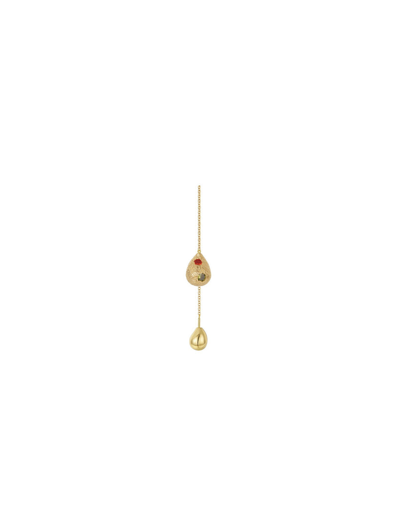 Raindrop Earring - Textured Red & Green (Single) - Orange Cube